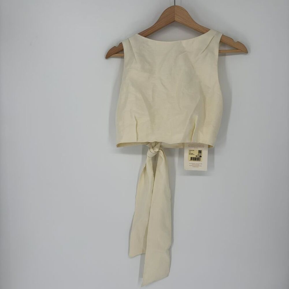 Sezane Claire Blouse Front Tie Cream